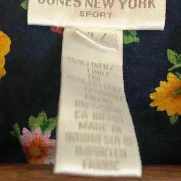 Jones New York Sport Ladies Linen Blouse XL button up Line /Cotton Blend S/S - Picture 3 of 4
